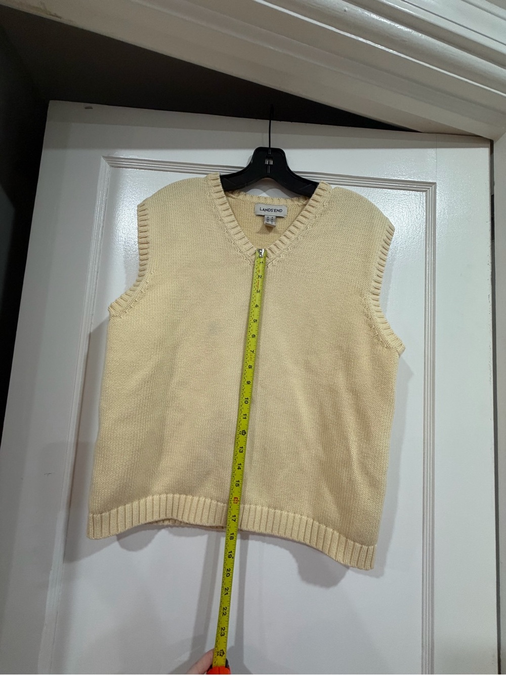Lands' End Men's V-Neck Sweater Vest in Soft Yellow - Picture 6 of 9